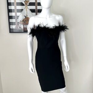 CYCLAMEN Women's Feather Dress Tube Slip Dress Slim Fit Bodycon Midi Dress Party